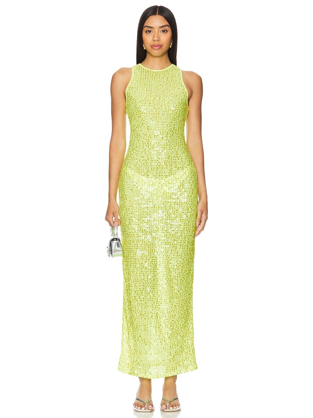 Lovers + Friends Lime Green Sequin Maxi Dress